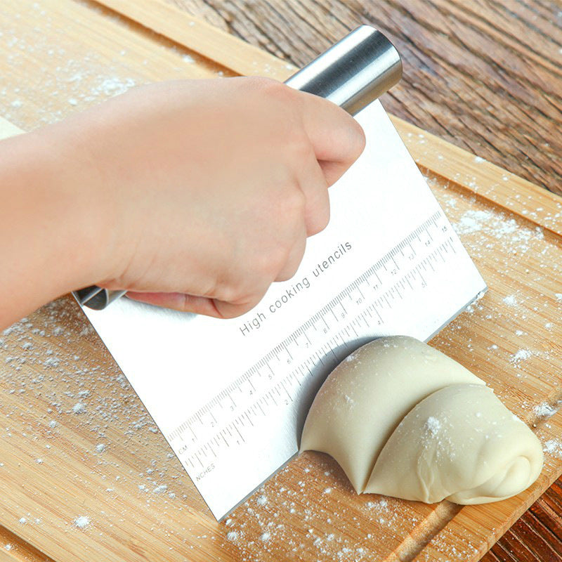 US Local Stainless Steel Pastry Spatulas Cutter With Scale Pizza Dough Scraper Fondant Cake Decoration Tools Baking Kitchen Accessories Dough Cake Stainless Steel Pizza Flour Tool Cutter Chopper Scraper