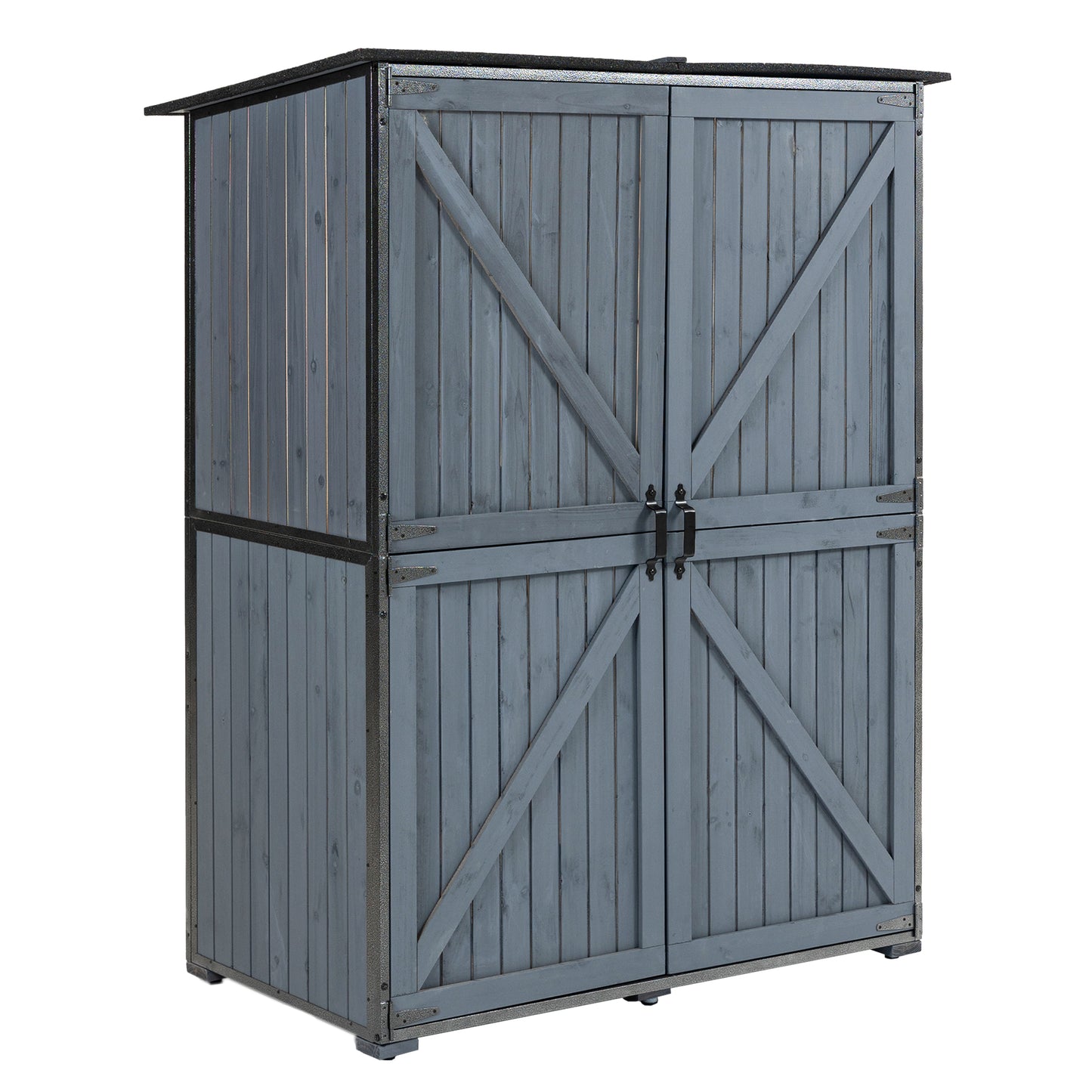 US Local The Storage Shed Is Made Of A Sturdy Metal Frame And Durable Fir Wood, Which Is Sturdy And Durable. The Entire Frame Is Weather-resistant, Making It An Ideal Choice For Your Outdoor Living Space. The