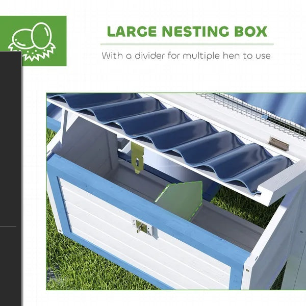 US Local 55.5 Inch Wooden Chicken Coop With Run Box, Nesting Box, Removable Tray, Ramp, Outdoor  For 2-3 Chickens, White