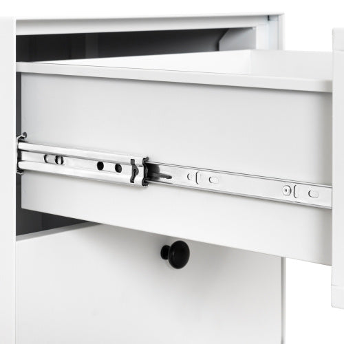 US Local Modern Night Stand Storage Cabinet For Living Room Bedroom, Steel Cabinet With 2 Drawers,Bedside Furniture, Circular Handle