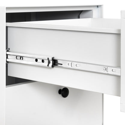 US Local Modern Night Stand Storage Cabinet For Living Room Bedroom, Steel Cabinet With 2 Drawers,Bedside Furniture, Circular Handle