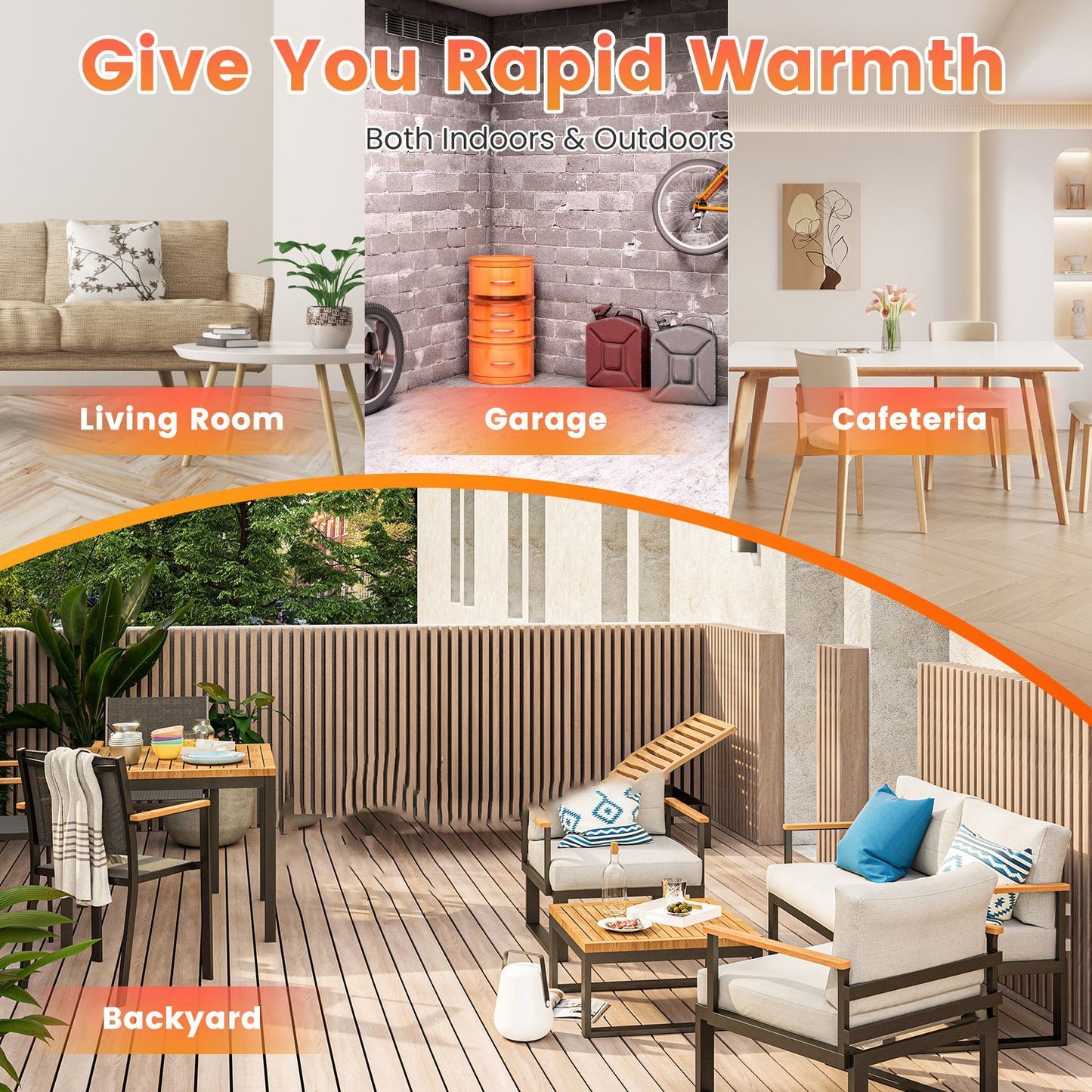 US Local 1500W Infrared Heater With Stand Electric Outdoor Patio Heater IP65 Waterproof Tripod Wall Mount With 2 Remotes 3 Heating Levels For Home Restaurant Yard Office Garage