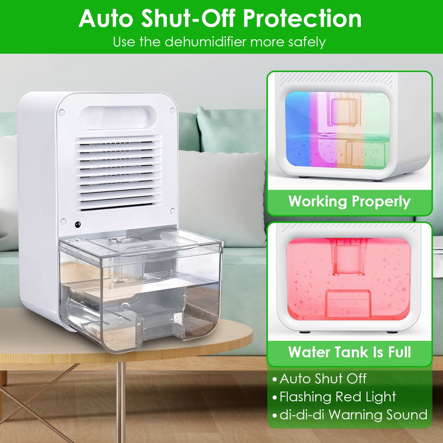 US Local 1Pc 37OZ Dehumidifier Indoor Portable Small Dehumidifier With Sleep Mode 24H Timer 7Color Lighting  Touch Control For Home Bathroom Basement Closet RV Bedroom