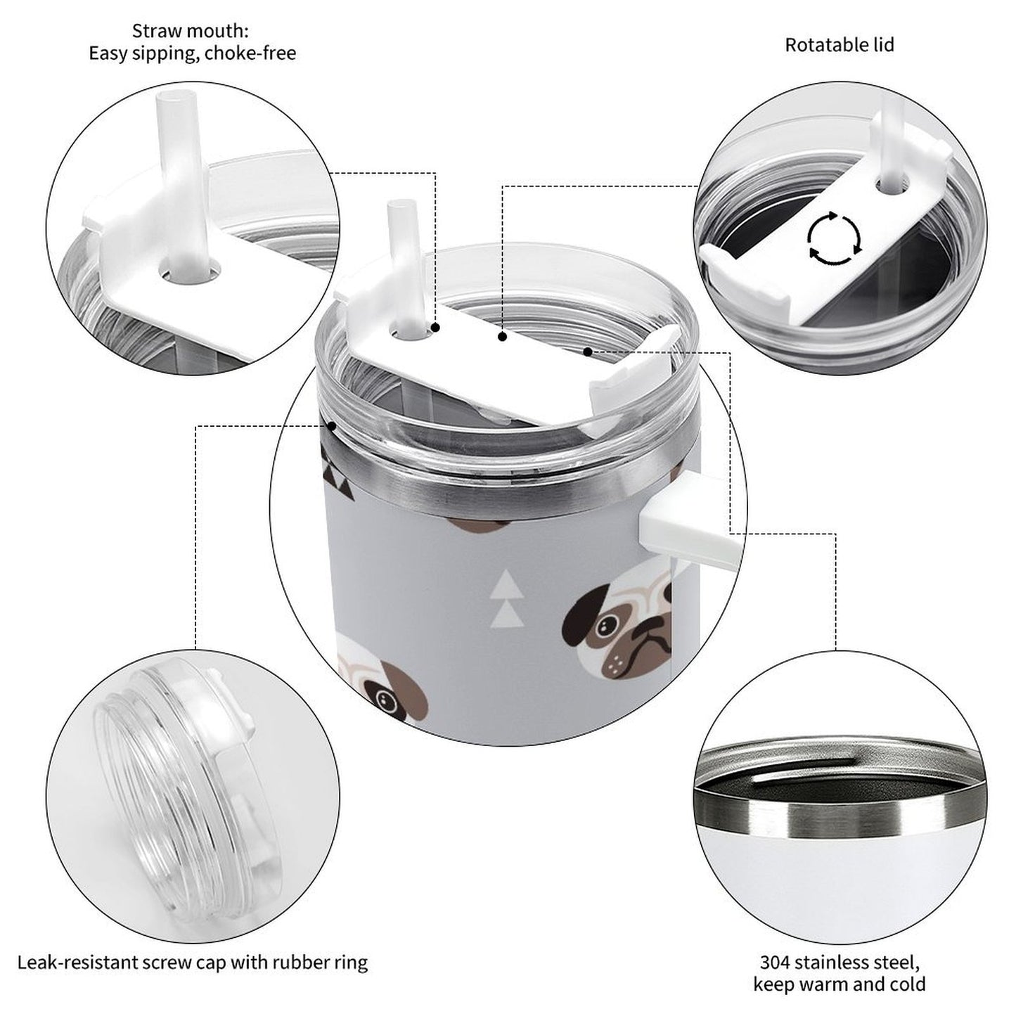 PHDT00236 POD US Local Tumbler 40 oz Large Capacity Car Cup Bulldog, Dog