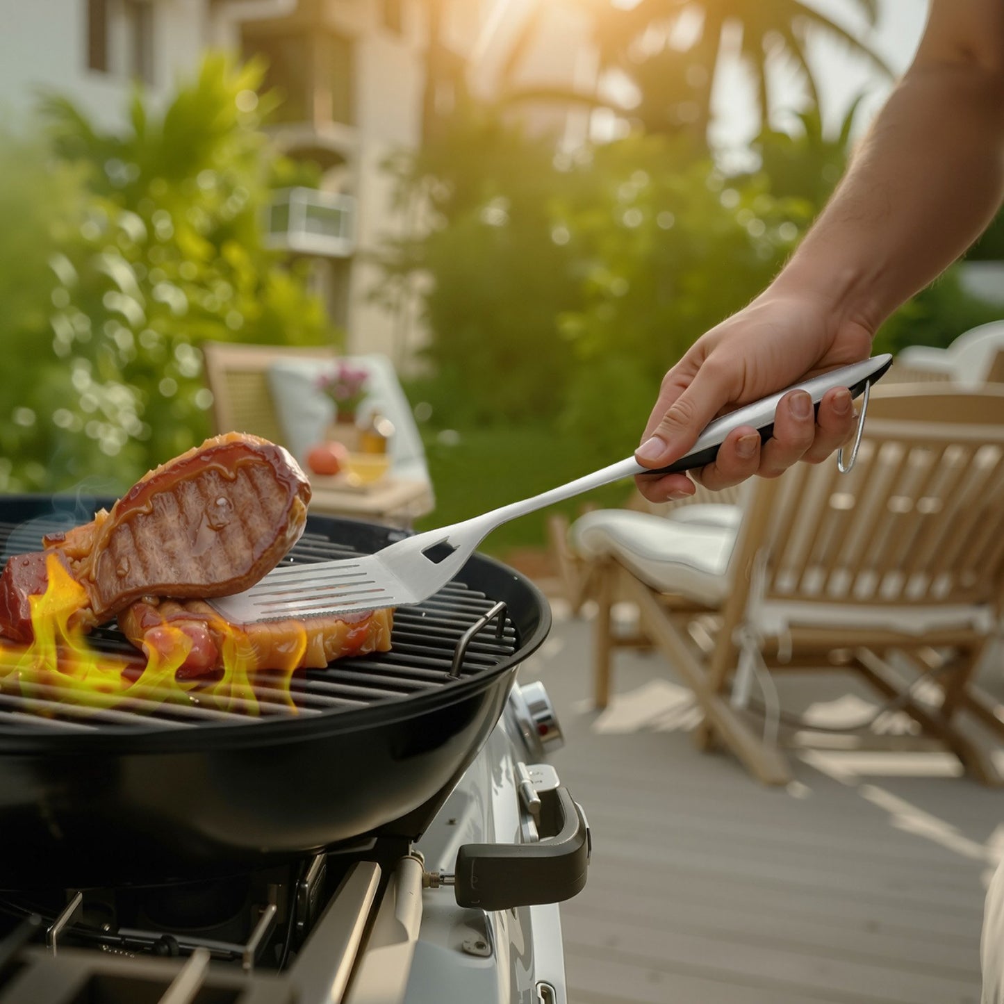 US Local 4PCS Grilling Tool Set BBQ Grill Accessories Stainless Steel Barbecue Utensil