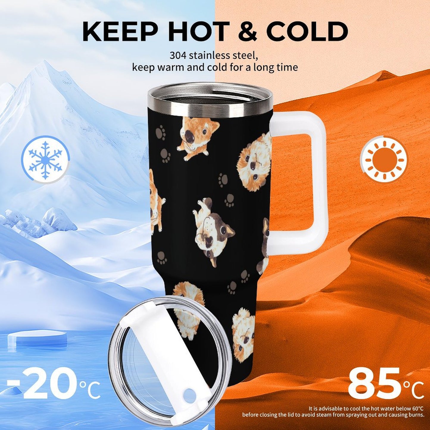 PHDT00408 POD US Local Tumbler 40 oz Large Capacity Car Cup Lovely Dog