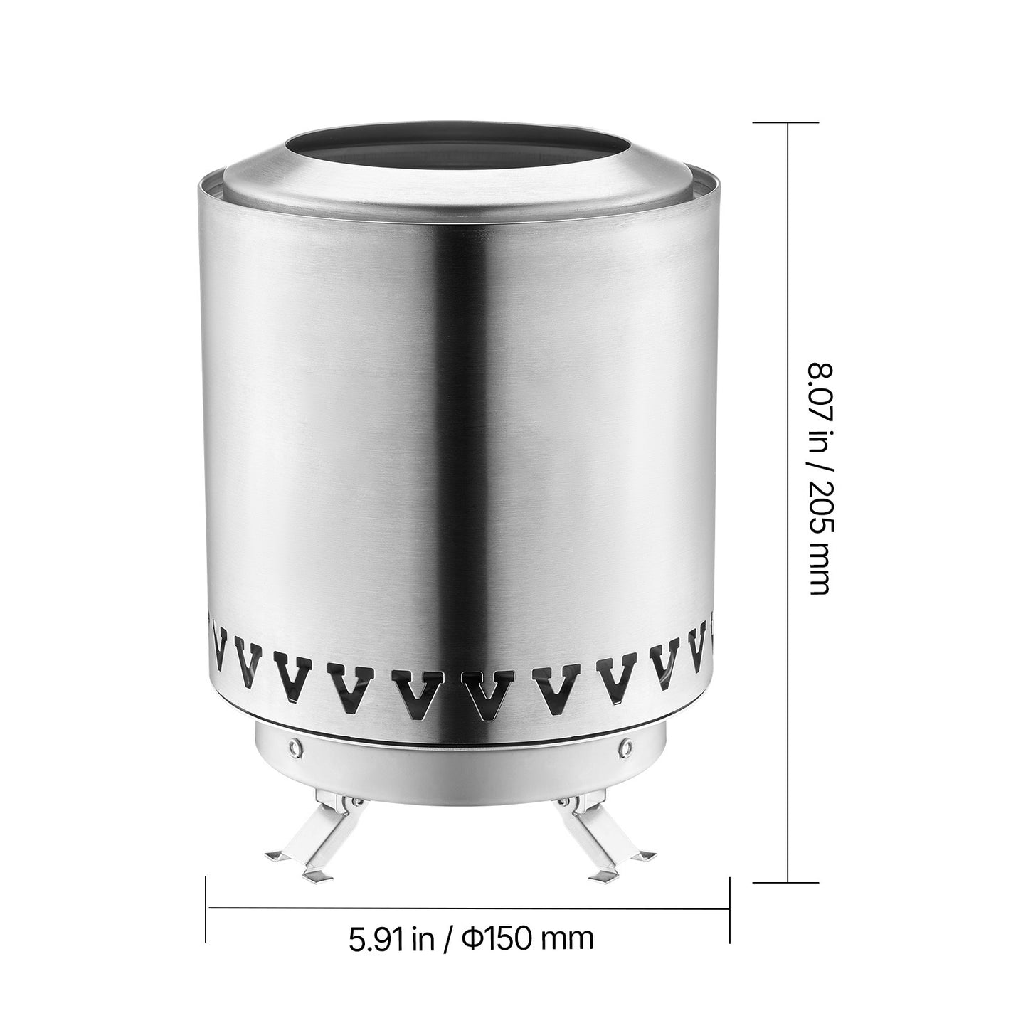 US Local Tabletop Fire Pit 6 Inch Stainless Steel Fireplace Indoor Outdoor Silver