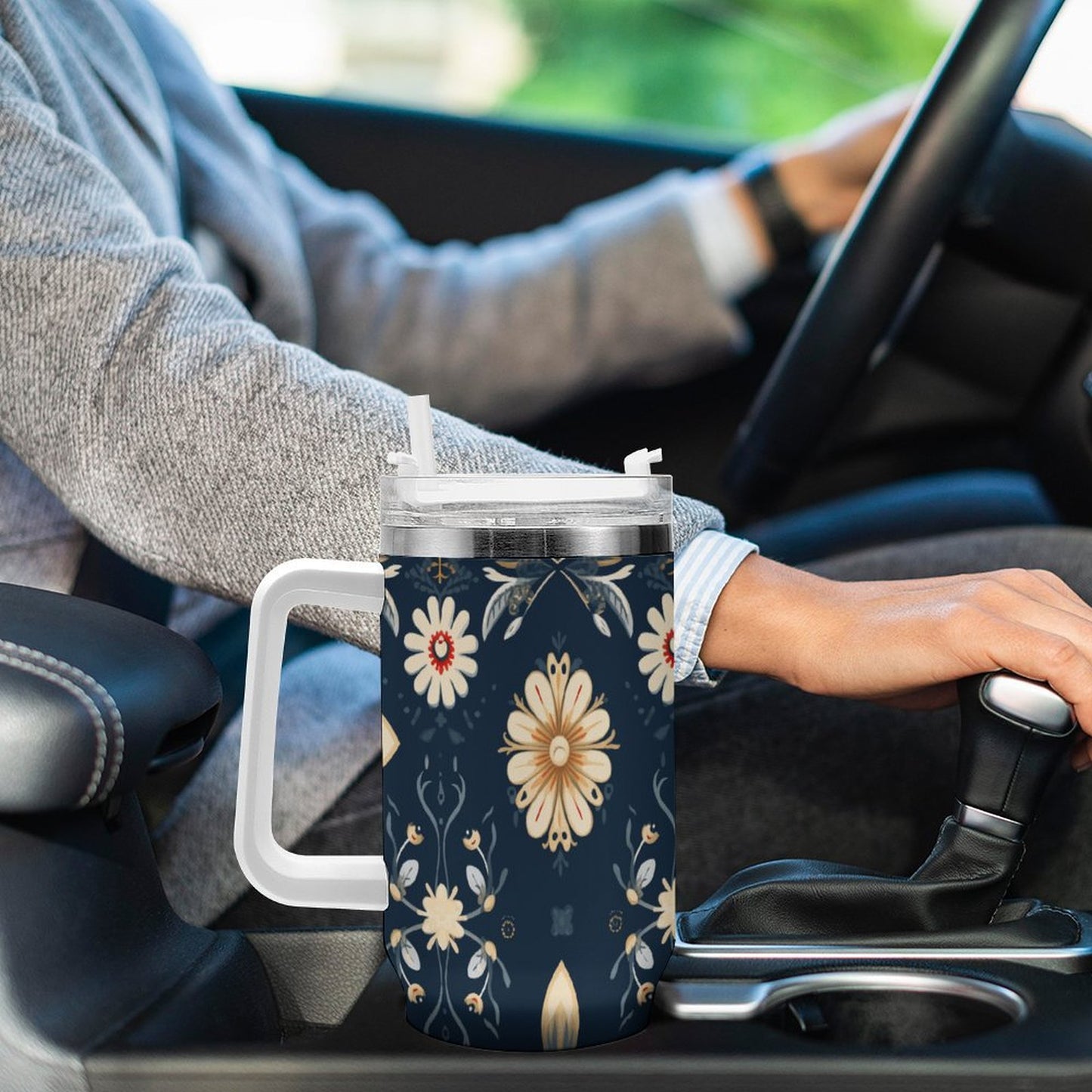 PHDT00369 POD US Local Tumbler 40 oz Large Capacity Car Cup Flowers