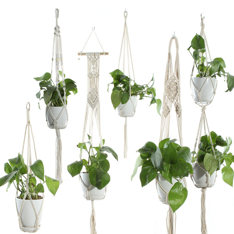 US Local Flower Pot Net Bag Beige Cotton Rope Indoor Plant Hanger Hanging Basket Sling