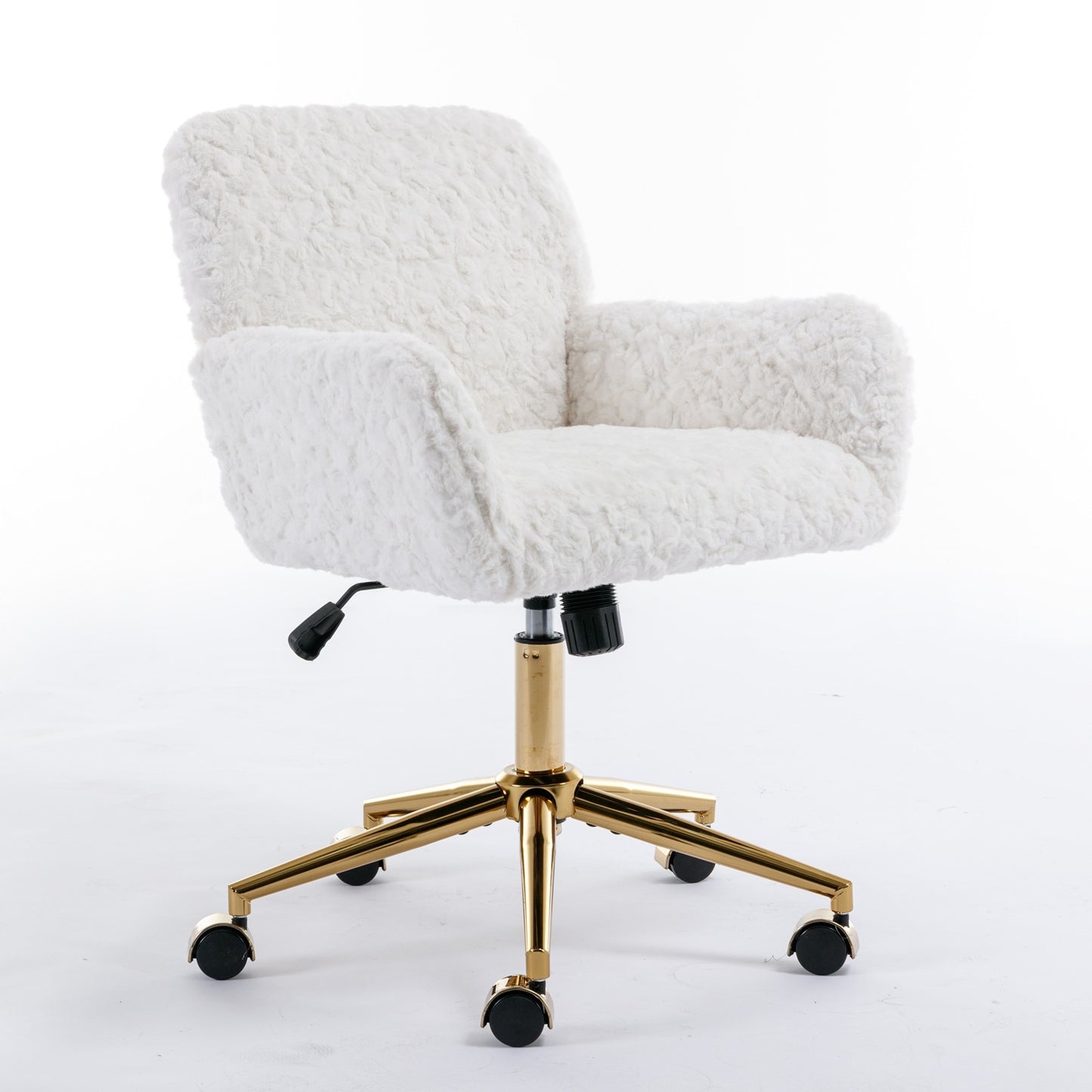 US Local A&A Furniture Rabbit Hair Office Chair With Golden Base, Adjustable