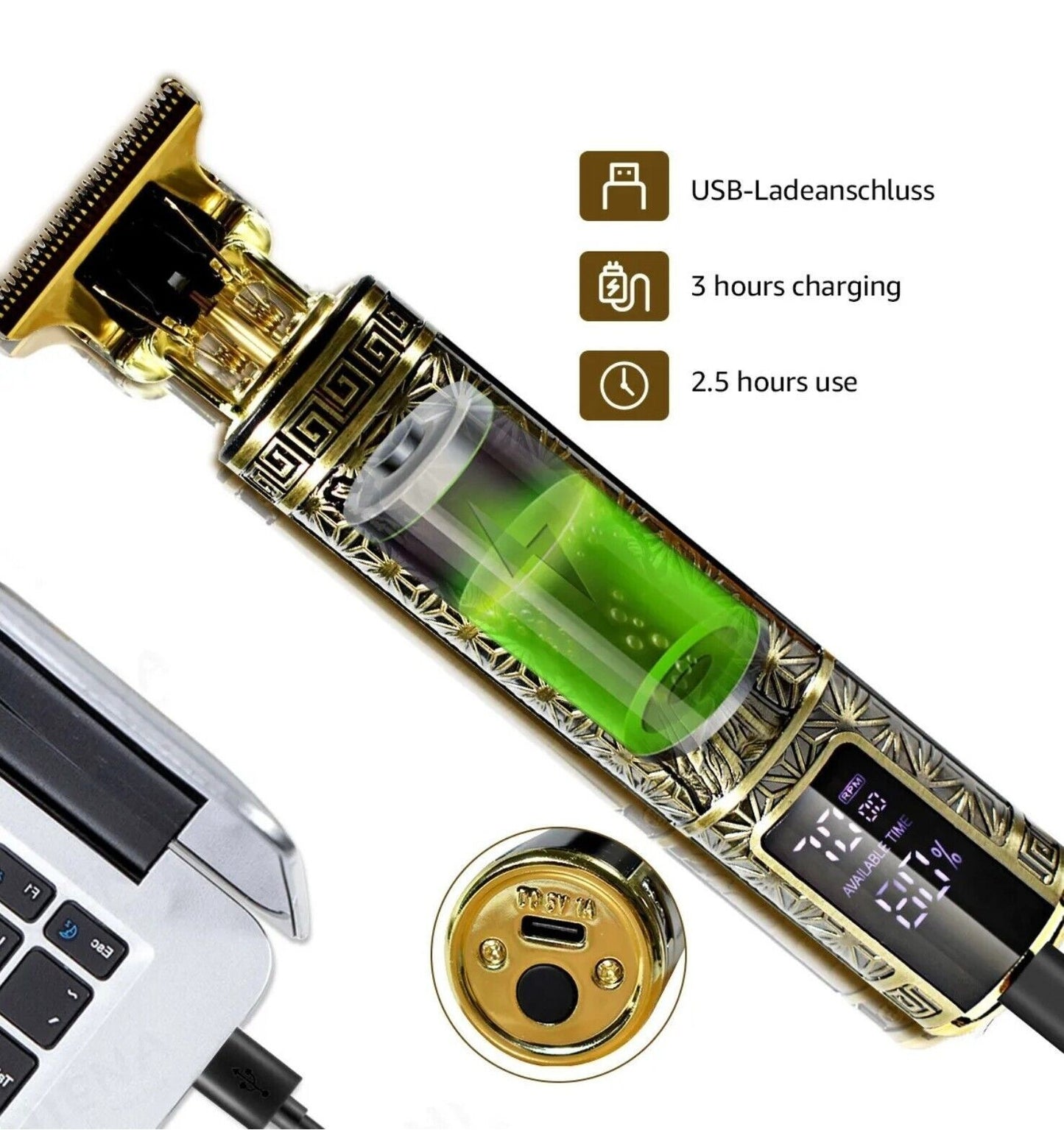 US Local Beard Trimmer Hair Clippers Cordless Hair Cutting Kit Barber Shaving Machine For Men USB Rechargeable 1 PCS