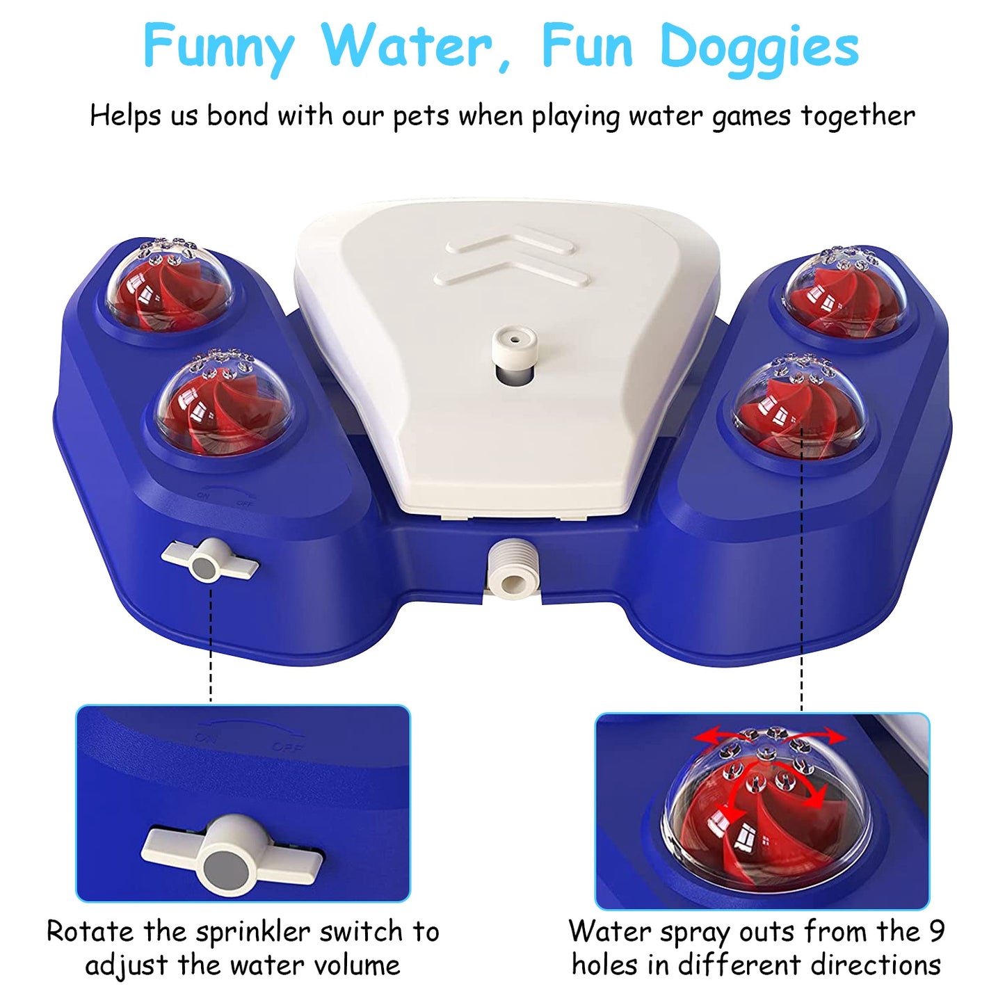 US Local Blue-Yellow Color Options -- 1Pc Dog Water Fountain Multifunctional Automatic Pet Water Dispenser Outdoor Step-on Activated Sprinkler For Drinking Shower Fun