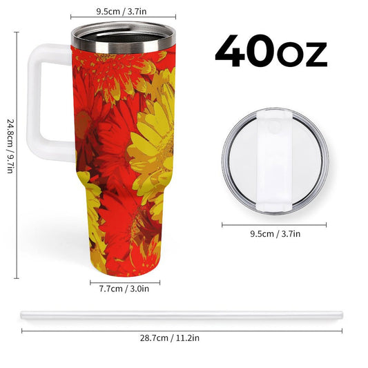 PHDT00354 POD US Local Tumbler 40 oz Large Capacity Car Cup Daisies, Big Flowers
