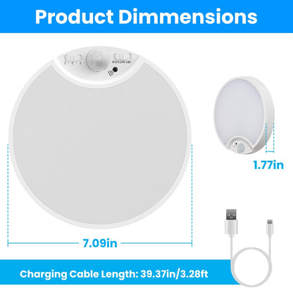 US Local 1Pc Rechargeable Motion Sensor Ceiling Light Dimmable LED Ceiling Light With Remote Timer 3 Light Colors 3 Modes For Stairs Garage Bathroom