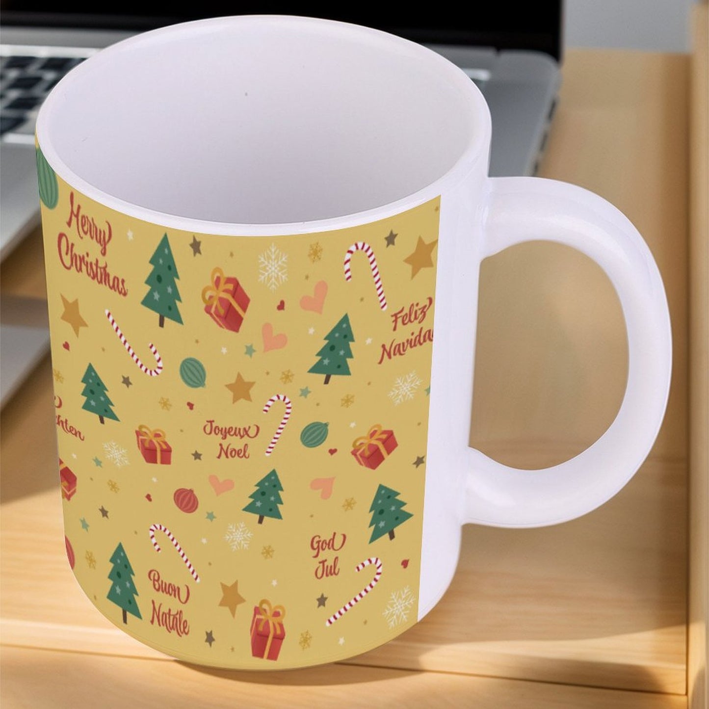 POD US Local White mug with full print, Christmas Yellow 0023