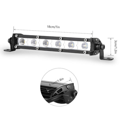 US Local 7in LED Light Bar Single Row Offroad Spot Lights 18W Ultra Slim Straight Work Light For Trailer Truck Bus Boat
