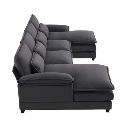 US Local New Modern U-shaped Sectional Sofa, 6-Seat With Waist Pillows 109.8 55.9