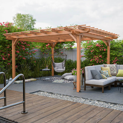 US Local Outdoor Wood Pergola, Wooden Patio Pergola Gazebo For Climbing Plant Support, Garden,Brown