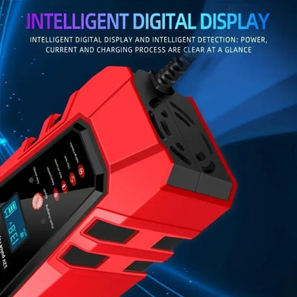 US Local Smart 12V Car Battery Charger And Motorcycle Battery Maintainer, Easy To Operate, Full Power Self-stop, LCD Display, Battery Temperature Compensation, Without Battery