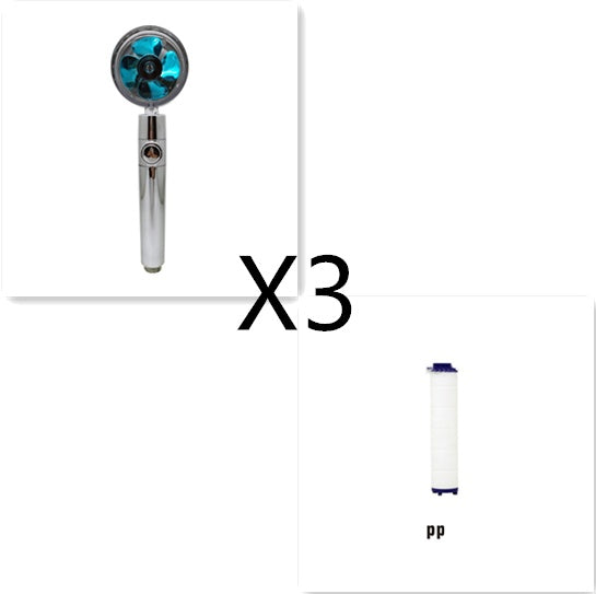 US Local Shower Head Water Saving Flow 360 Degrees Rotating With Small Fan ABS Rain High Pressure Spray Nozzle Bathroom Accessories