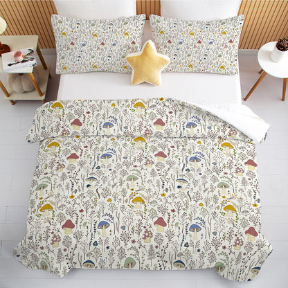US Local 3 Pieces Mushroom Decoration Comforter Set Soft Bedding Set For Home Bedroom Decor Twin Full Queen King Size