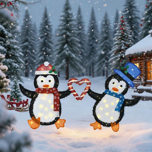 US Local Heart-Shaped Penguin Decorative Lights - Festive Ambiance Lights For Christmas Parties And Holiday Home Decor