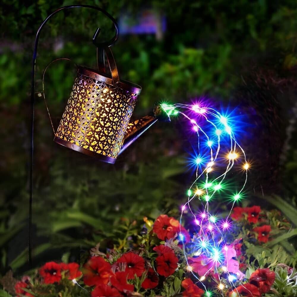 US Local 1   2pcs Watering Can Lights, Copper Solar Garden Lights For Outdoor  Pathway  Yard Deck  Lawn Patio