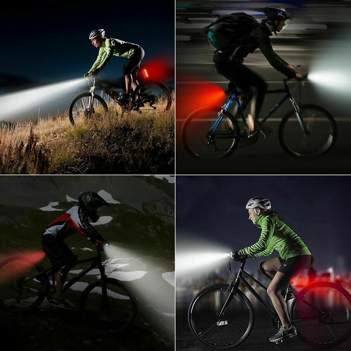 US Local USB Rechargeable LED Bicycle Headlight Bike Head Light Cycling Rear Front Lamp Bike Light Rainproof USB Rechargeable LED bicycle Light