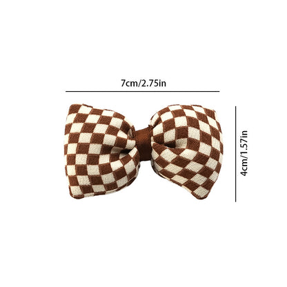 US Local Plaid Bow Hair Clips-Coffee 9672
