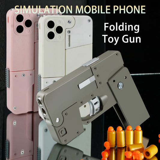 USA Local Folding Pistol Bullet Automatic Shell Throwing Toy Creative Soft Bullet Toy Mobile Phone Appearance Gun Outdoor Interactive Kid Gift