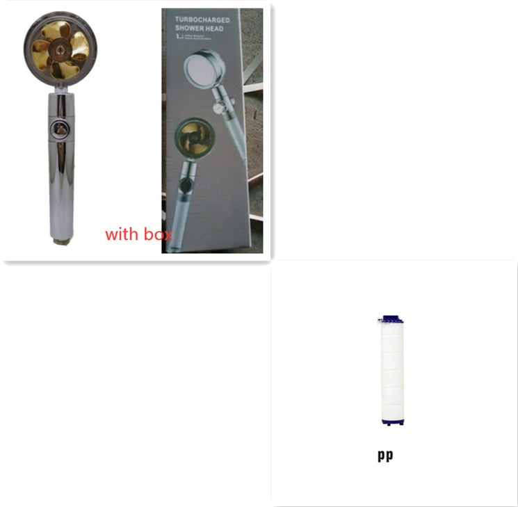 US Local Shower Head Water Saving Flow 360 Degrees Rotating With Small Fan ABS Rain High Pressure Spray Nozzle Bathroom Accessories