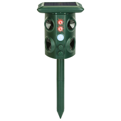 US Local Solar Ultrasonic Animal Repeller Solar Powered Animal Repellent Chaser With PIR Motion Sensor IP54 Waterproof Sound Flashing Light For Deer Raccoon Squirrel Mice Snakes Cat Dog