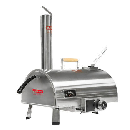 US Local Outdoor 12 Automatic Rotatable Wood Fired Pizza Oven, Stainless Steel Portable
