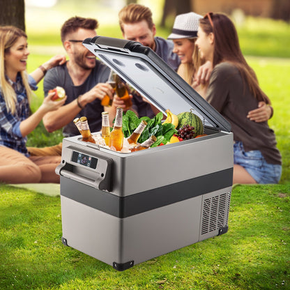 US Local 12 Volt Refrigerator 45L(48qt) Fast Cooling Portable Freezer With App Control(-4¨H~68¨H) Car Fridge With 12/24v DC & 110-240v AC For Travel, Camping And Home Use, 48 Quart, Black