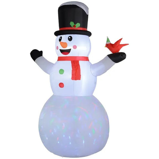 CA Local 12FT Christmas Inflatable Decorations, Xmas Blow Up Snowman With Rotating Colorful LED Light For Indoor, Outdoor