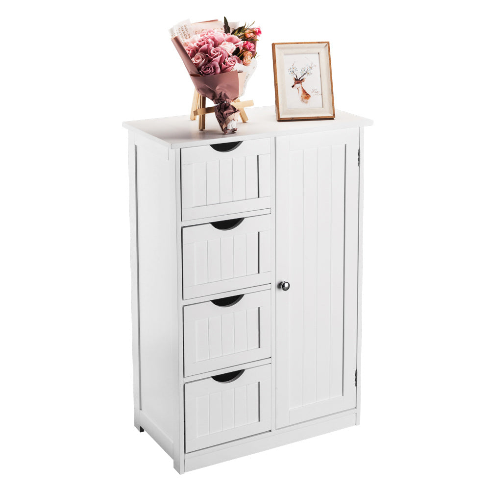 US Local Four Drawer Single Door Bathroom Storage Cabinet