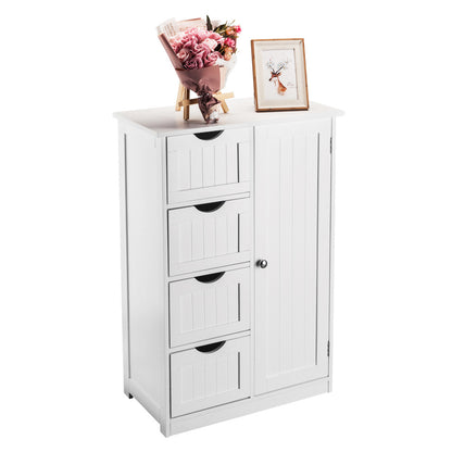 US Local Four Drawer Single Door Bathroom Storage Cabinet