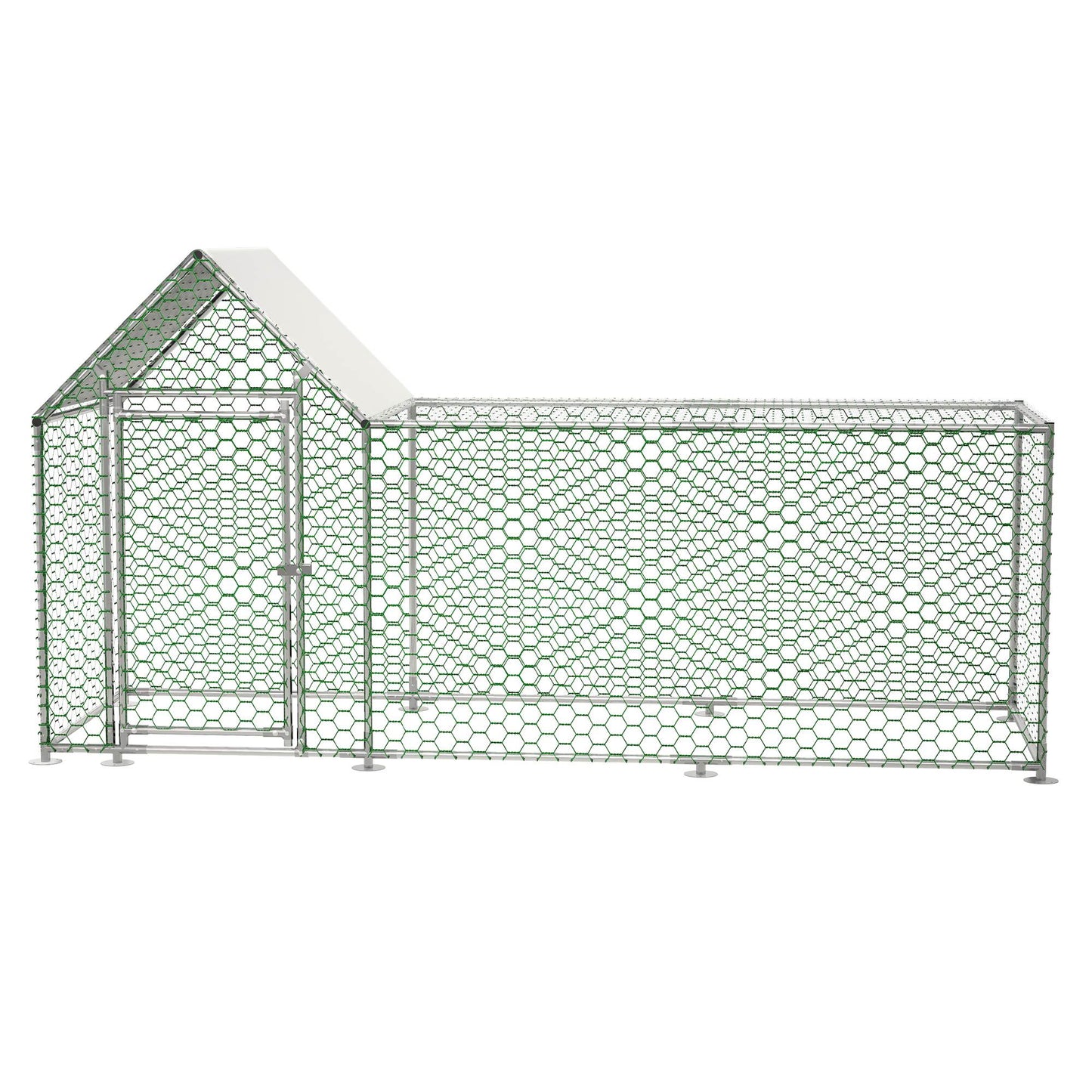 US Local Metal Chicken Coop,Walk-in Chicken Run,Poultry Chicken Hen Pen Cage,Rabbits Duck Cages,With Cover
