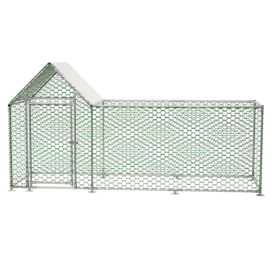 US Local Metal Chicken Coop,Walk-in Chicken Run,Poultry Chicken Hen Pen Cage,Rabbits Duck Cages,With Cover