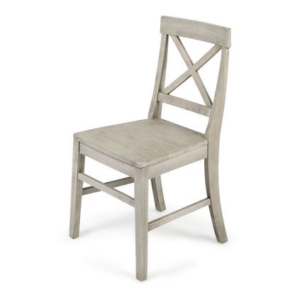 US Local Acacia Wood Dining Chairs, Light Grey Wash, 21D X 17.75W X 35.5H Inch Set Of 2