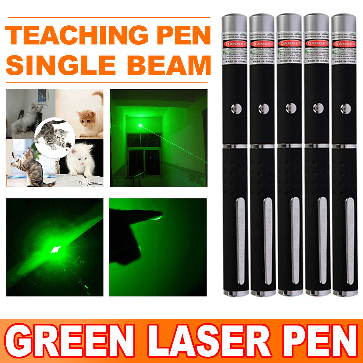 US Local Pet Toy Green Laser Pointer Pen Light Single Beam High Power Lazer Flashlight 900Miles 1mW 532nm Torch