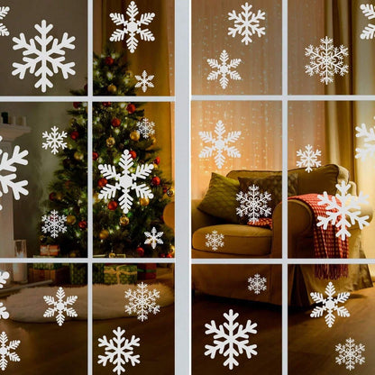 US Local 135Pcs Christmas Window Clings Snowflakes Window Decals Static Window Stickers For Christmas Decorations Window Decor Ornaments Xmas Party Supplies Thanksgiving Party Decor -5-Sheet,Christmas