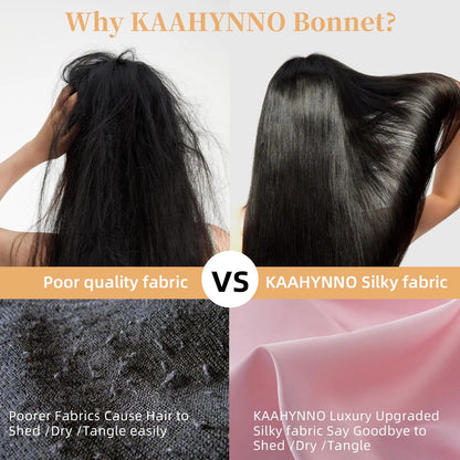 US Local Silk Bonnet For Sleeping Women, Satin Hair Bonnet For Sleeping For Wavy Curly Natural Hair Women Men - Pink