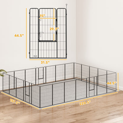 US Local Dog Playpen For Indoor Outdoor, 24 Panels 39 H Puppy Playpen With Lockable Door, DIY Shape Pet Exercise Fence, Gray