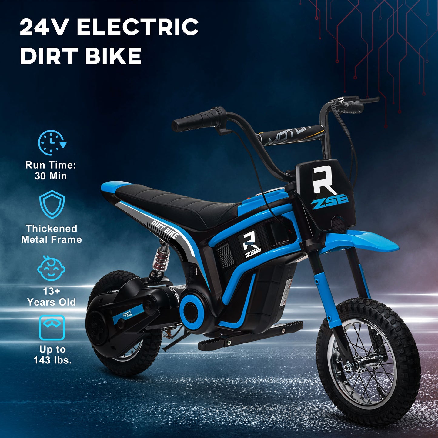 US Local 24V 350W Electric Dirt Bike Up to 15 MPH w/ Twist Grip Throttle