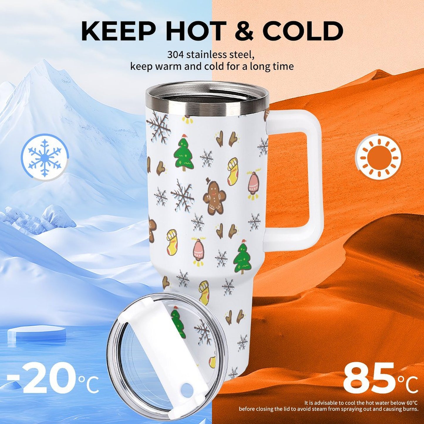 POD US Local Tumbler 40 oz Large Capacity Car Cup Christmas