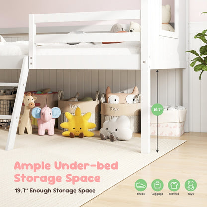 US Local Wooden Toddler Floor Bed With Window, Detachable Roof, 2-Step Ladder & Safety Guardrail, Montessori Kids Loft Bed---A-B Combo Sale, Please Do Not Purchase Individually