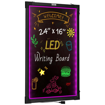 US Local VEVOR LED Message Writing Board, Illuminated Erasable Lighted Chalkboard, Neon Effect Menu Sign Board, Drawing Board With 8 Fluorescent Chalk Markers And Remote Tested To UL Standards
