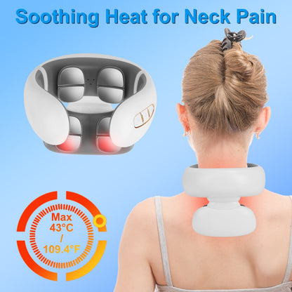US Local 1 Set 8 Head EMS Neck Massager With Heat Cordless Cervical Neck Massager EMS Neck Massager With 6 Modes 15 Intensity Levels Remote Control