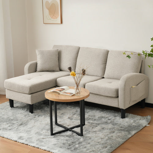 UK Local L-L-shaped Corner Sofa With Chaise Lounge  3Seater Sofa, 166 X 118 X 77 Cm, Breathable Cotton Linen Fabric, Plastic Legs, Modular Design, Ideal For Living Rooms, Apartments, And Offices